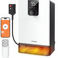 Wall Heater for Bathroom, 1500W Fast Heating Electric Space Heater with ALCI Plug, Adjustable Thermostat, 3 Heating Modes, 24H Timer