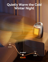 GiveBest 1500W Portable Ceramic Space Heater with Thermostat - Heats 200 Sq Ft, Silver