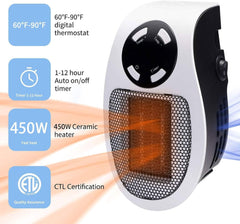 GiveBest Programmable Wall Outlet Electric Space Heater - LED Display, Remote Control, ETL Listed