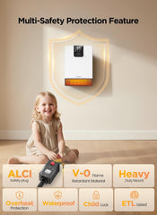 Wall Heater for Bathroom, 1500W Fast Heating Electric Space Heater with ALCI Plug, Adjustable Thermostat, 3 Heating Modes, 24H Timer