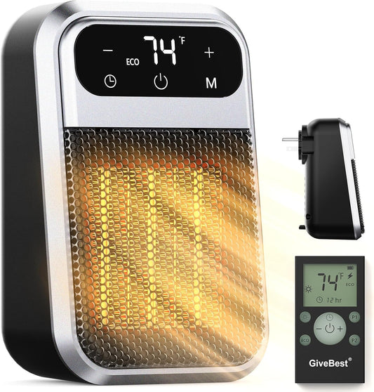 GiveBest 800W Touch Screen Wall Outlet Space Heater with Remote Control