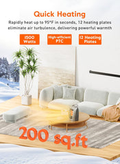 GiveBest 1500W Portable Ceramic Space Heater with Thermostat - Heats 200 Sq Ft, Silver