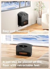 GiveBest 1500W WiFi Electric Floor/Wall Mount Heater - Remote Control & 3 Heating Modes (Grey)