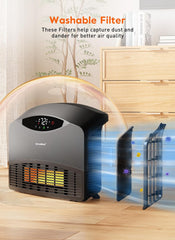 GiveBest 1500W WiFi Electric Floor/Wall Mount Heater - Remote Control & 3 Heating Modes (Grey)