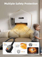 GiveBest 1500W Wall Heater with ALCI Plug – Safe for Bathroom & Bedroom, Electric Space Heater with Remote, Adjustable Thermostat, 12H Timer, Compatible with Alexa, White