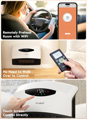 GiveBest 1500W WiFi Electric Floor/Wall Mount Heater - Remote Control & 3 Heating Modes (White)