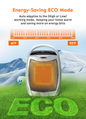 GiveBest Indoor Portable Space Heater with Timer - 1500W PTC Ceramic Fast Safety Heat for Office Bedroom Living Room