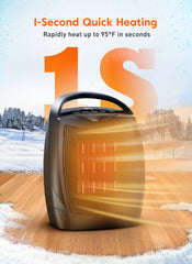 GiveBest 1500W/750W Portable Electric Space Heater - 4 Modes with Instant Heating, Timer, Overheating & Tip-Over Protection