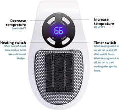 GiveBest Programmable Wall Outlet Electric Space Heater - LED Display, Remote Control, ETL Listed