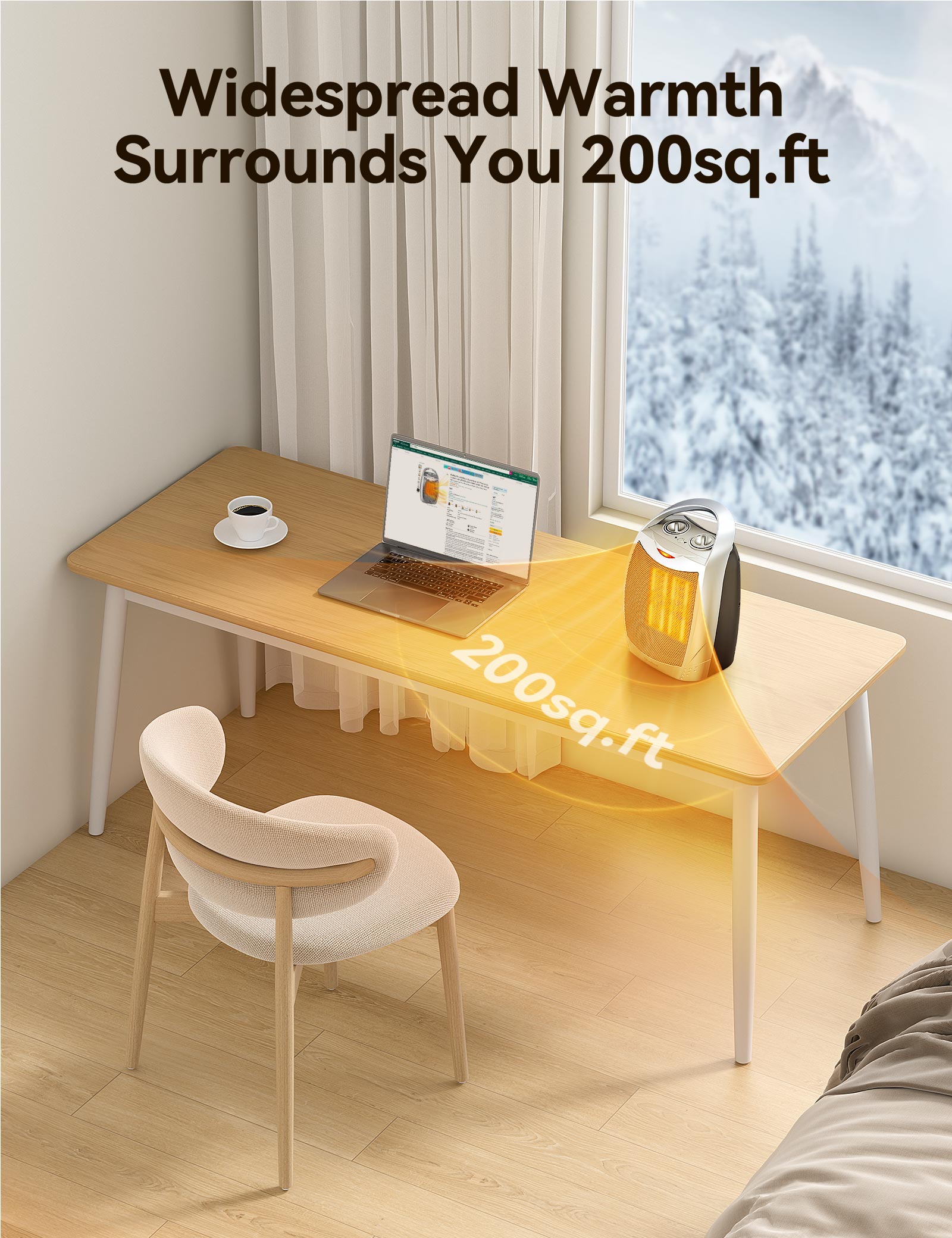 GiveBest 1500W Portable Ceramic Space Heater with Thermostat - Heats 200 Sq Ft, Silver