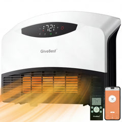 GiveBest 1500W WiFi Electric Floor/Wall Mount Heater - Remote Control & 3 Heating Modes (White)