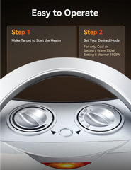 GiveBest 1500W Portable Ceramic Space Heater with Thermostat - Heats 200 Sq Ft, Silver