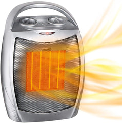 GiveBest 1500W Portable Ceramic Space Heater with Thermostat - Heats 200 Sq Ft, Silver