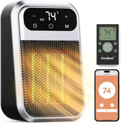 GiveBest 800W Touch Screen Wall Outlet Space Heater with Remote & Wifi APP Control