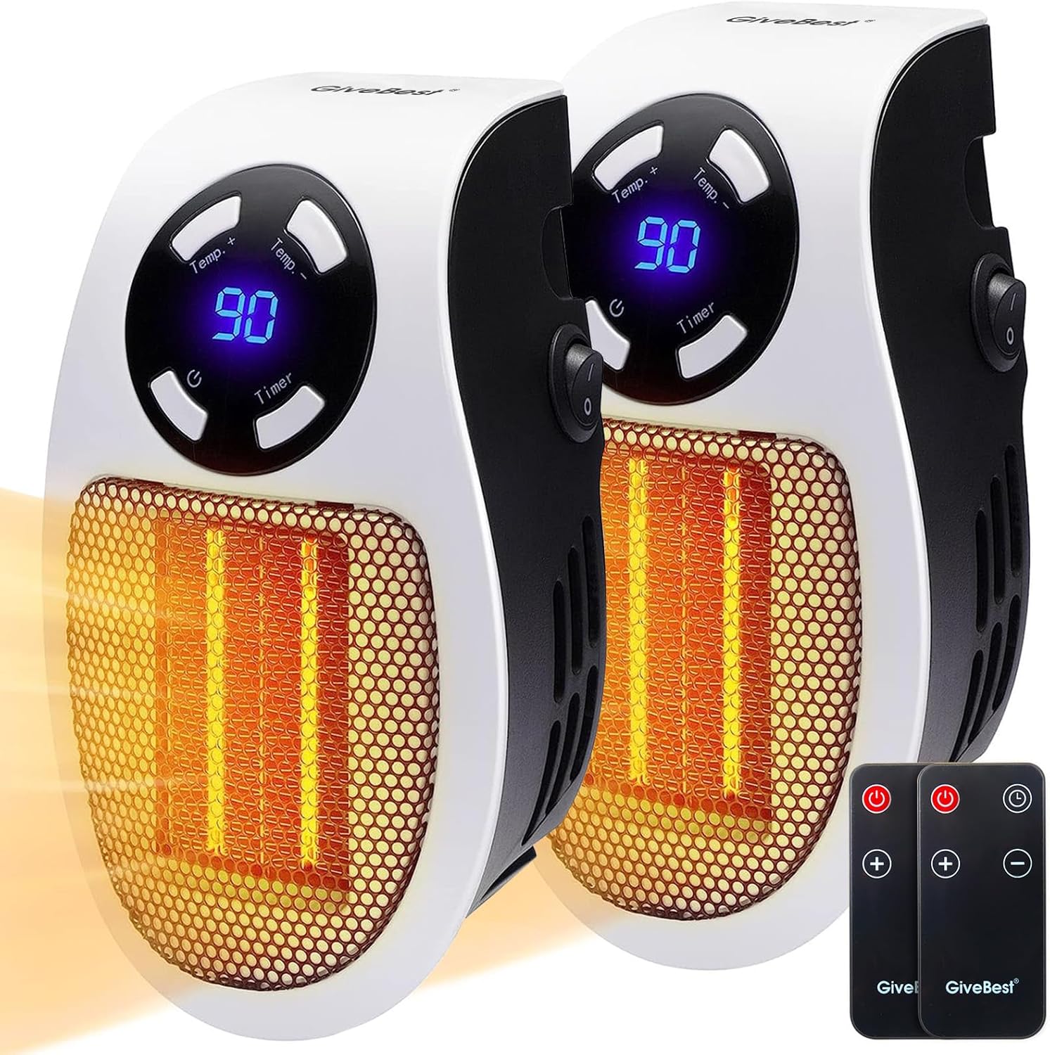 GiveBest Programmable Wall Outlet Electric Space Heater - LED Display, Remote Control, ETL Listed