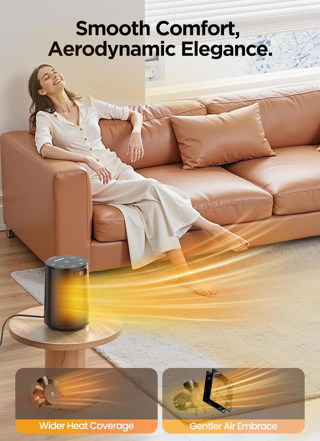 GiveBest 1500W PTC Ceramic Space Heater Fast Safety Heat for Office Bedroom Home Desk