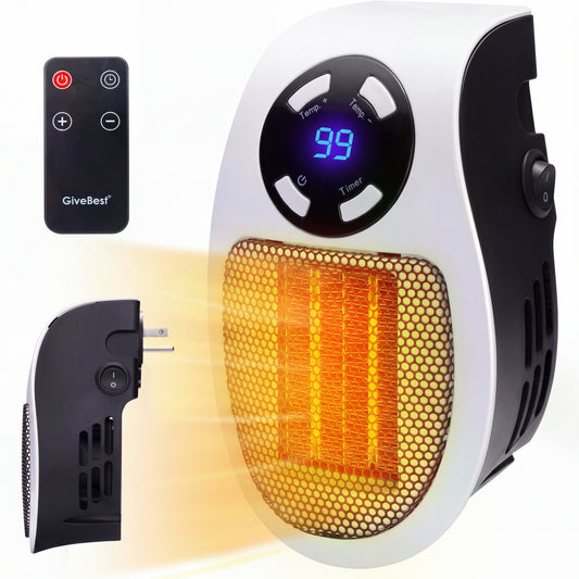 GiveBest Programmable Wall Outlet Electric Space Heater - LED Display, Remote Control, ETL Listed