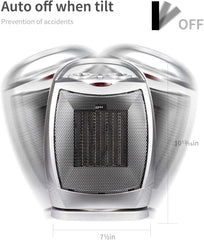 Oscillating Portable Heater (Silver), PTC-905A
