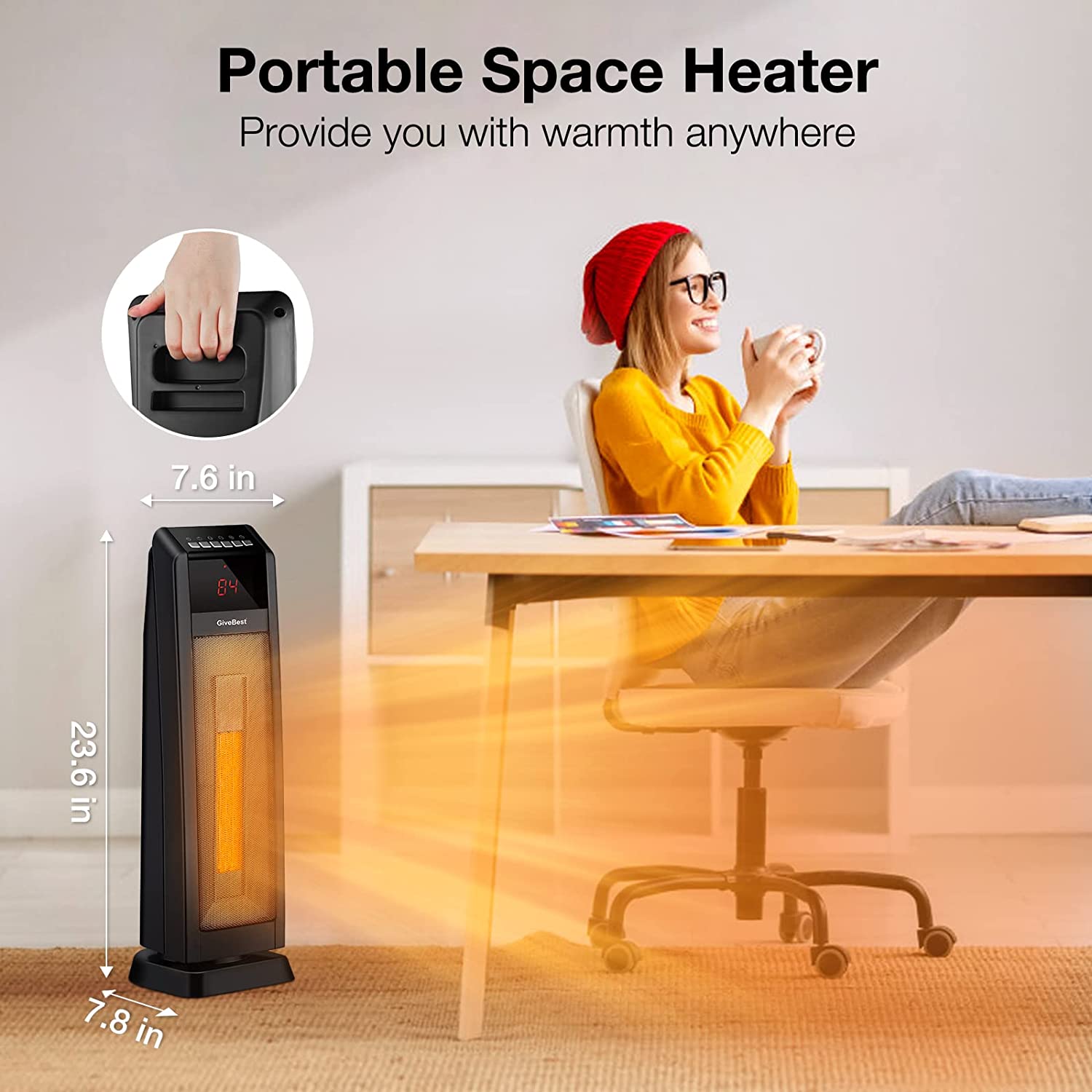 Tower Space Heater (Silver Mesh), HPQ15C-EA