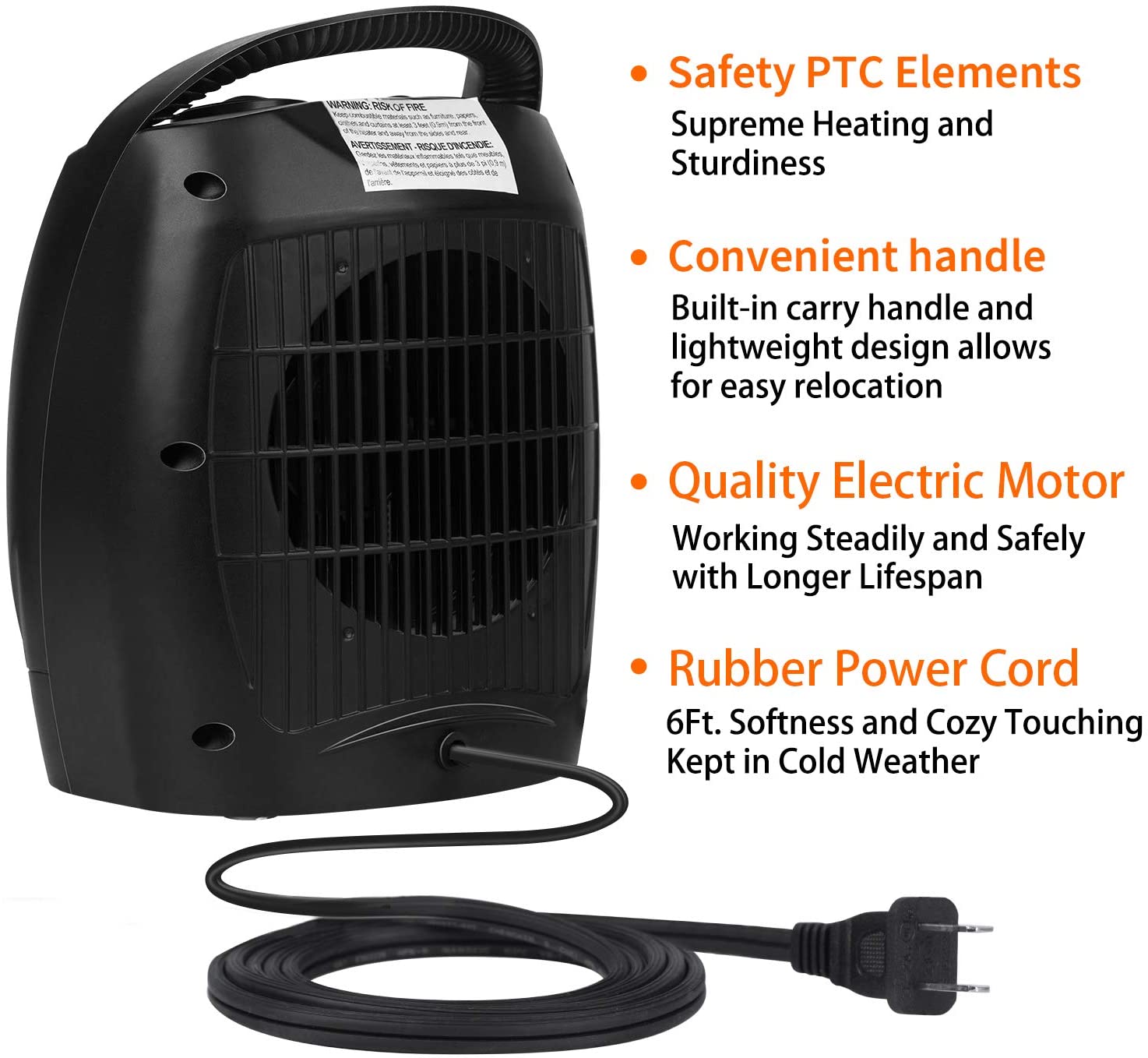 Amazon Best Seller, Portable Space Heater (Black), PTC-905BL