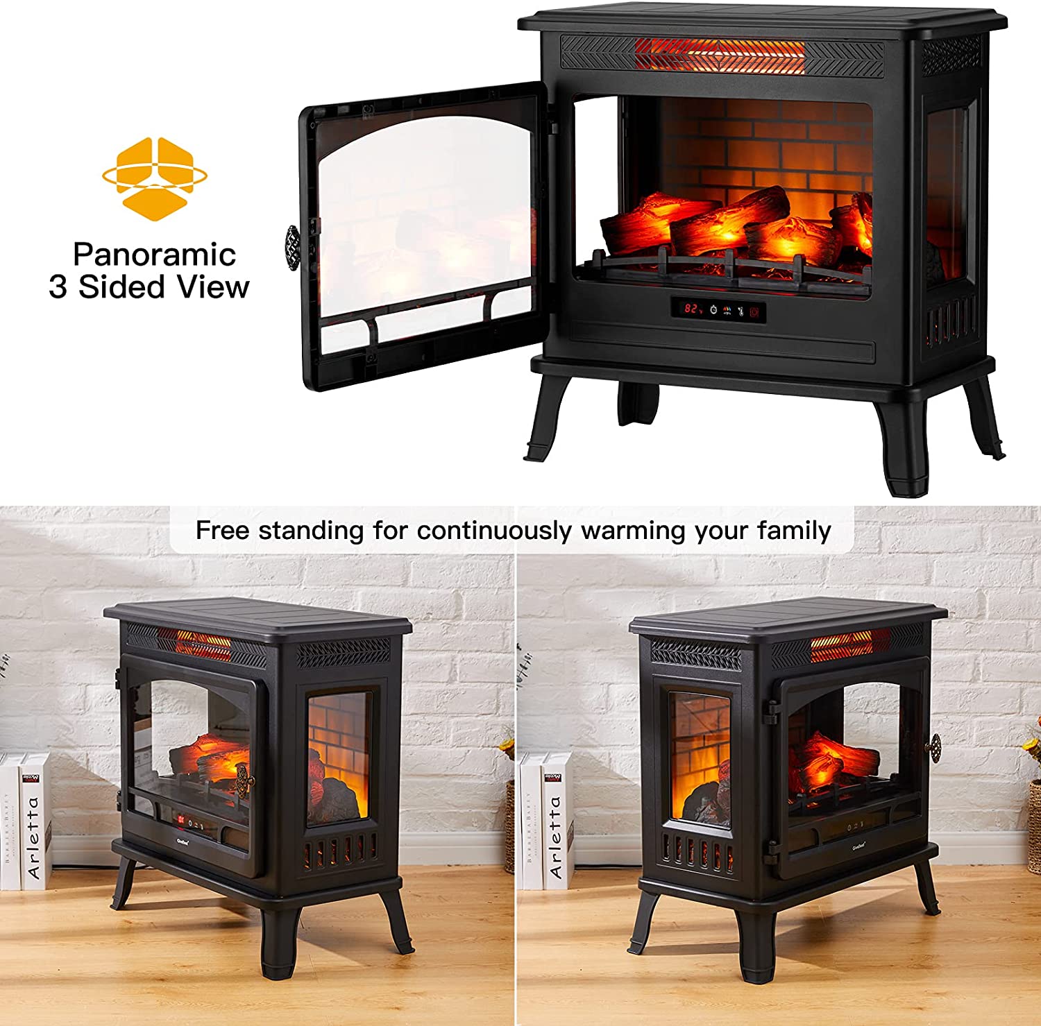 Electric Fireplace Freestanding Heater, GFI-2403-01
